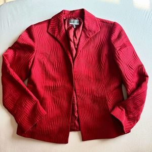 Lafayette 148 New York Red Wavy Open Blazer (Size 10P)